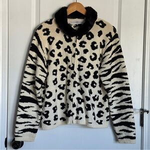 Marisa Christina Vintage Hong Kong Sweater Removable Faux Fur Collar XL